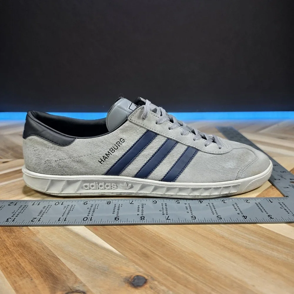 Adidas Originals Hamburg Low Grey Collegiate Navy BB5298 Suede Men's Size 11.5